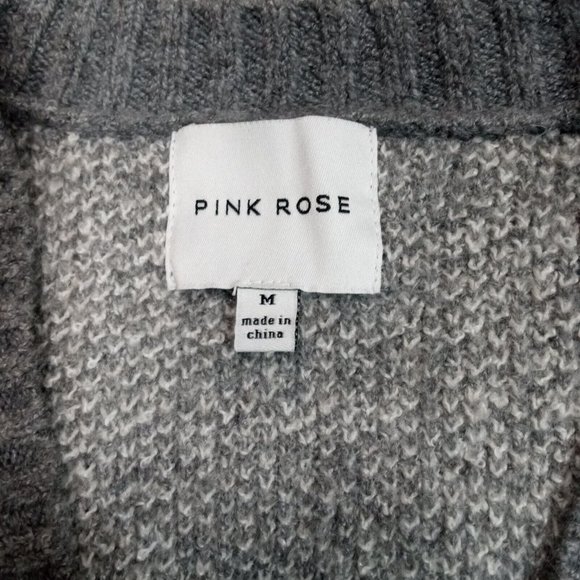 Pink Rose Womens Sweater Cardigan Gray Medium Open Front Pockets‎ Stretch - Picture 9 of 10